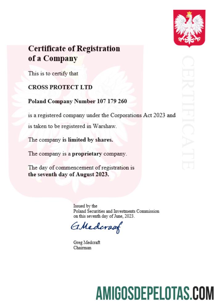 Certificado de registro comercial da Polônia para download, modelo Word e PDF